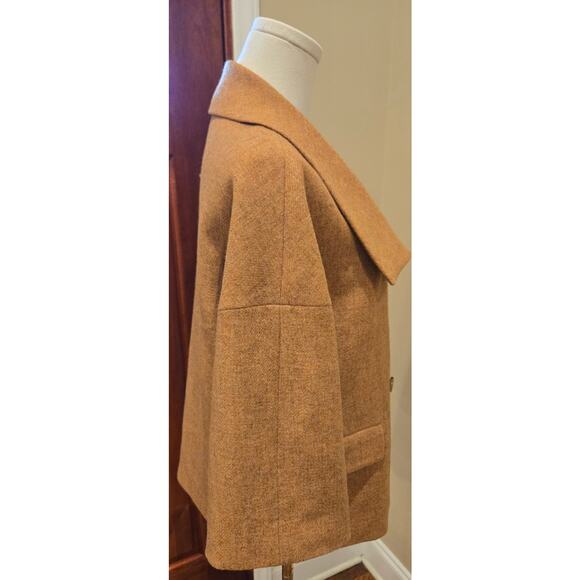Talbots Peacoat 100% Wool Double Breast Front Pockets Tan Jacket Womens Size 10 - Picture 6 of 11